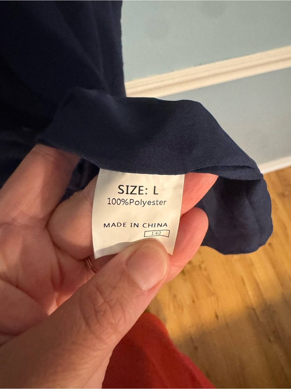 Women’s Navy Button-Front Maxi Dress with Smocked Bodice - Picture 4 of 5